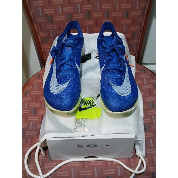 New Men’s. 9.5 Nike Air Zoom Victory Racer Blue White Track Spikes CD4385-400 - Picture 1 of 10